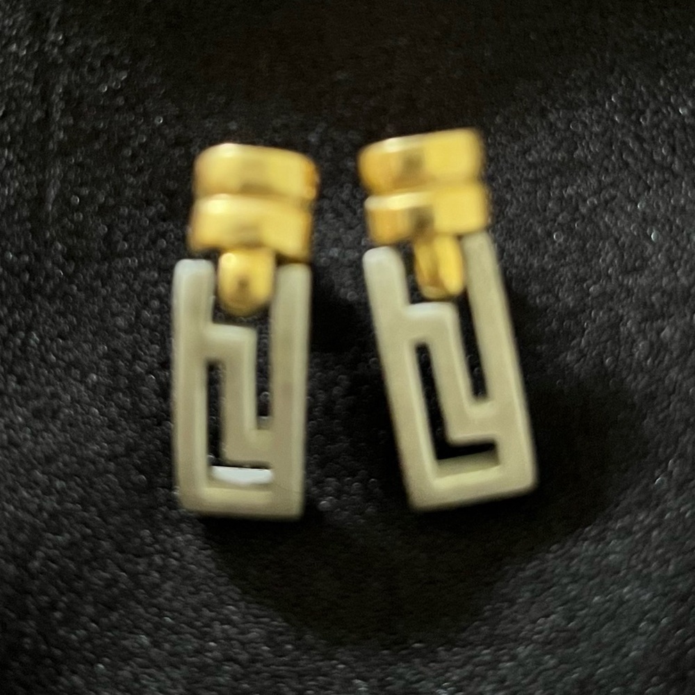 Vintage Southwestern Gold and Silver Geometric Earrings